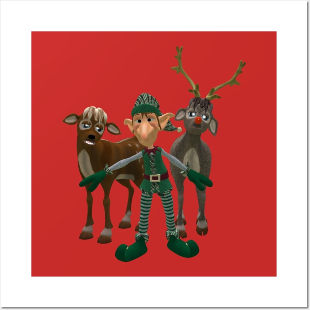 Christmas Elf Deer & Reindeer Wall Art by holidaystore